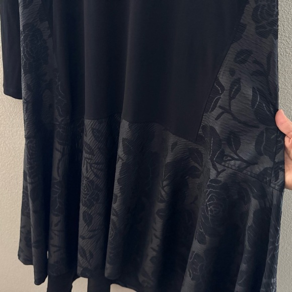 Alembika Oversized Shift Dress Womens Medium Black Mixed Media Floral - Picture 8 of 12